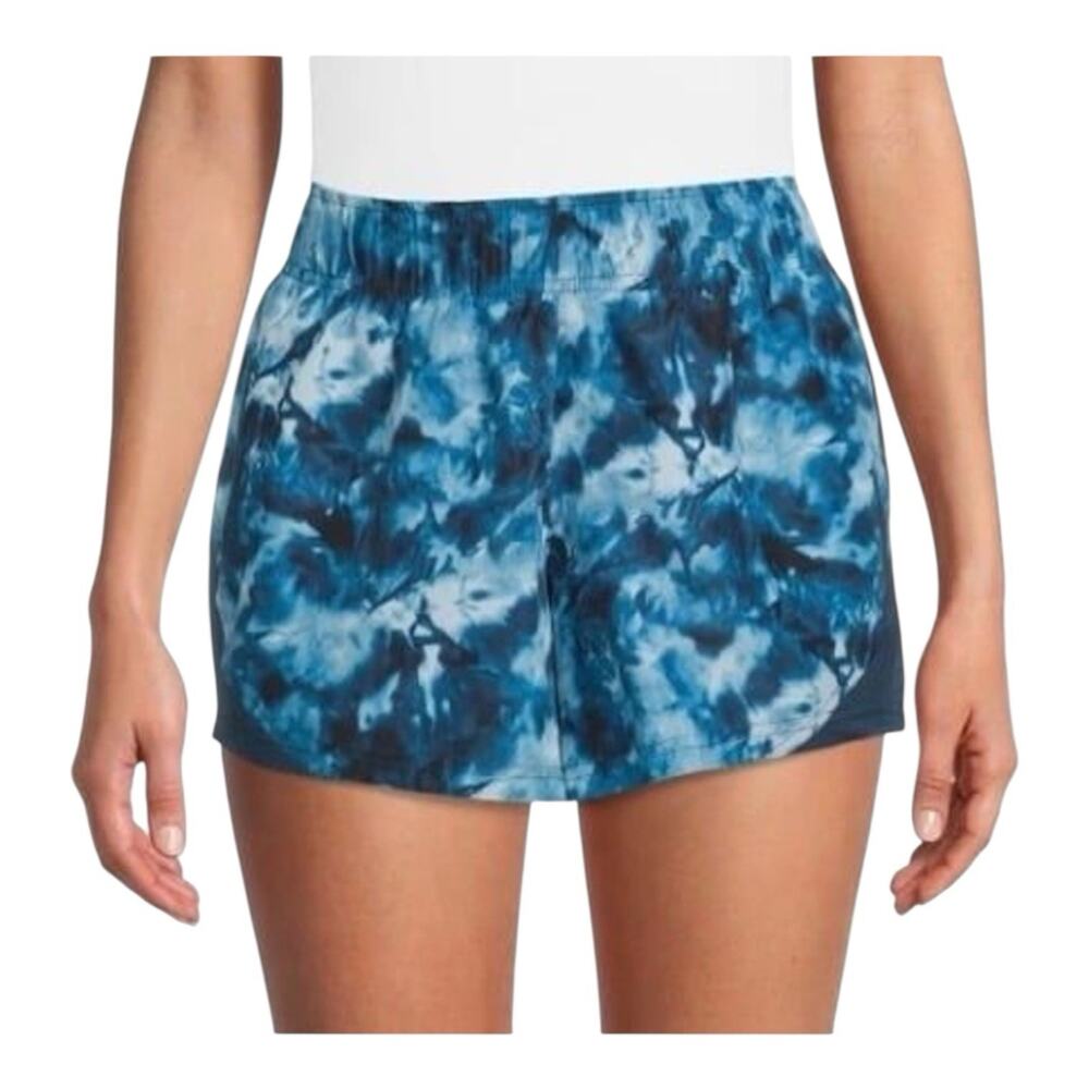 Athletic Works Girls Running Shorts Blue L 10/12 Silver Shimmer Tie Dye